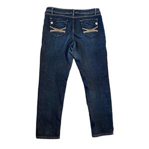 Ana A New Approach Stretch Denim Blue Jeans 16 Embroidered Pockets Straight Leg